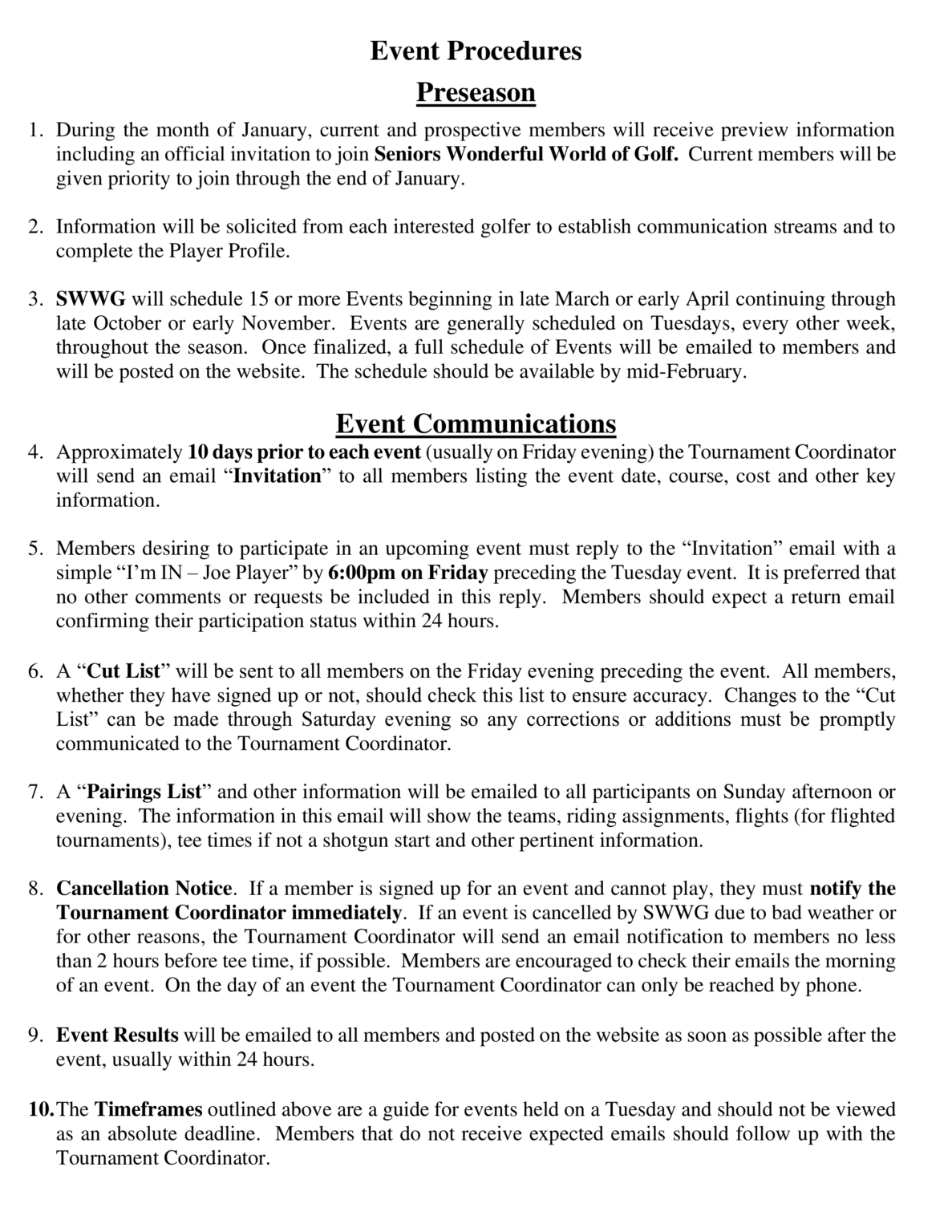 Setting Basic Rules For Events Event Procedures